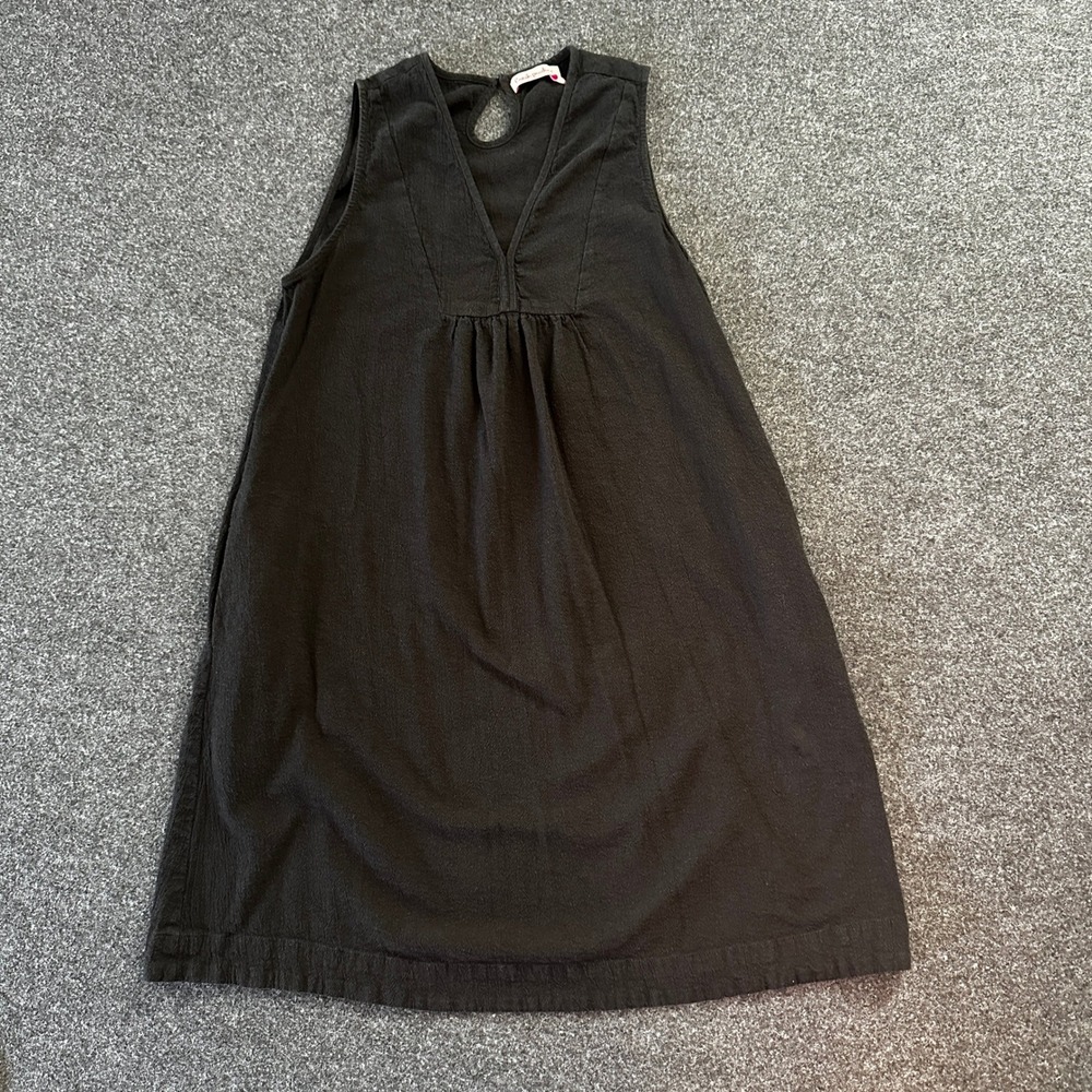 Fresh Produce Womens Black Cotton Blend Sleeveless V-Neck Pocket Shift Dress XS